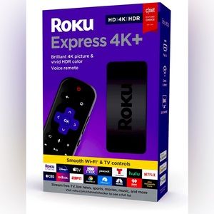 Roku Express 4K+ 2021 | 4K/HDR with Roku Voice Remote and Premium HDMI Cable